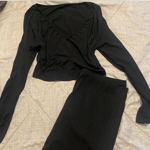 set  skirt and crop top long sleeve